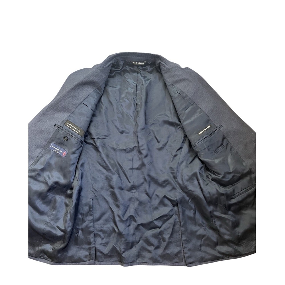 Ermenegildo Zegna Italy Wool Blazer Sacs Fifth‎ Ave 42R Navy Check Modern Fit - Picture 8 of 10